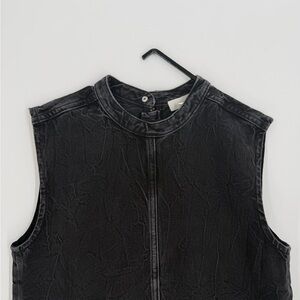 Cos Sleeveless Zip Up Denim Top In Black